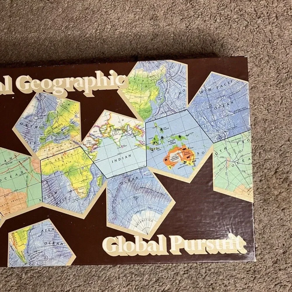 National Geographic Global Pursuit Geography Map Board Game 1987 Complete